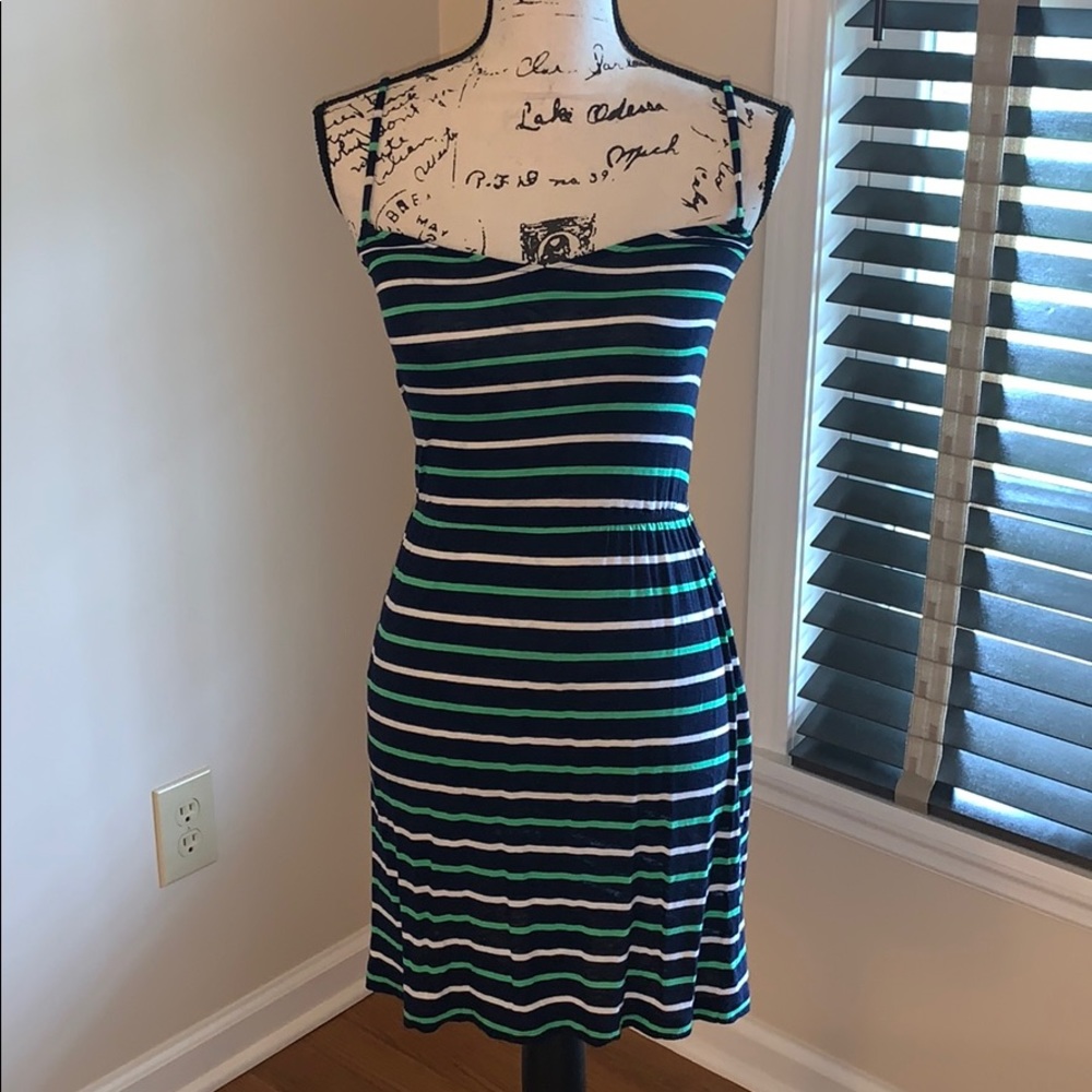 J CREW blue, white,green striped dress XXS